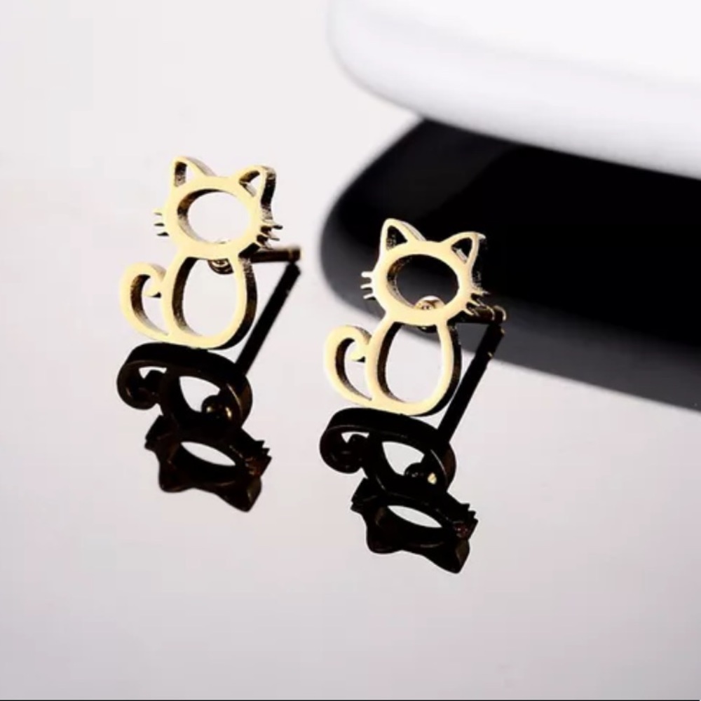 GOLD MATILDE The Cat ♡ Stainless Steel Earrings with Gift Bag